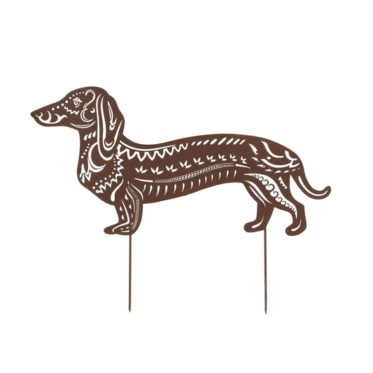 Rustic Dachshund Decorative Garden Stake - The Farthing