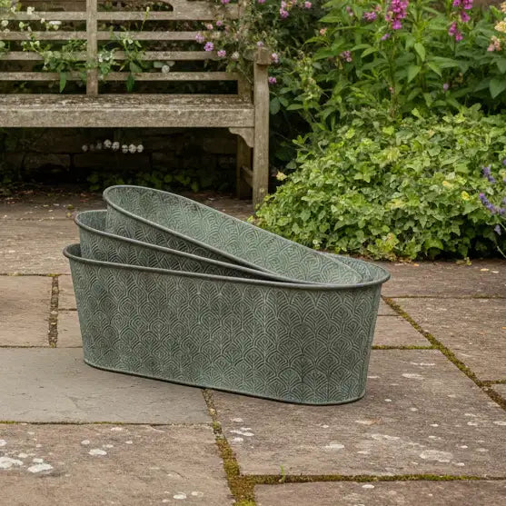 Rustic Deco Trough Planters Set of 3