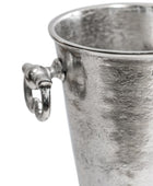 Silver wine cooler with textured surface on a white background