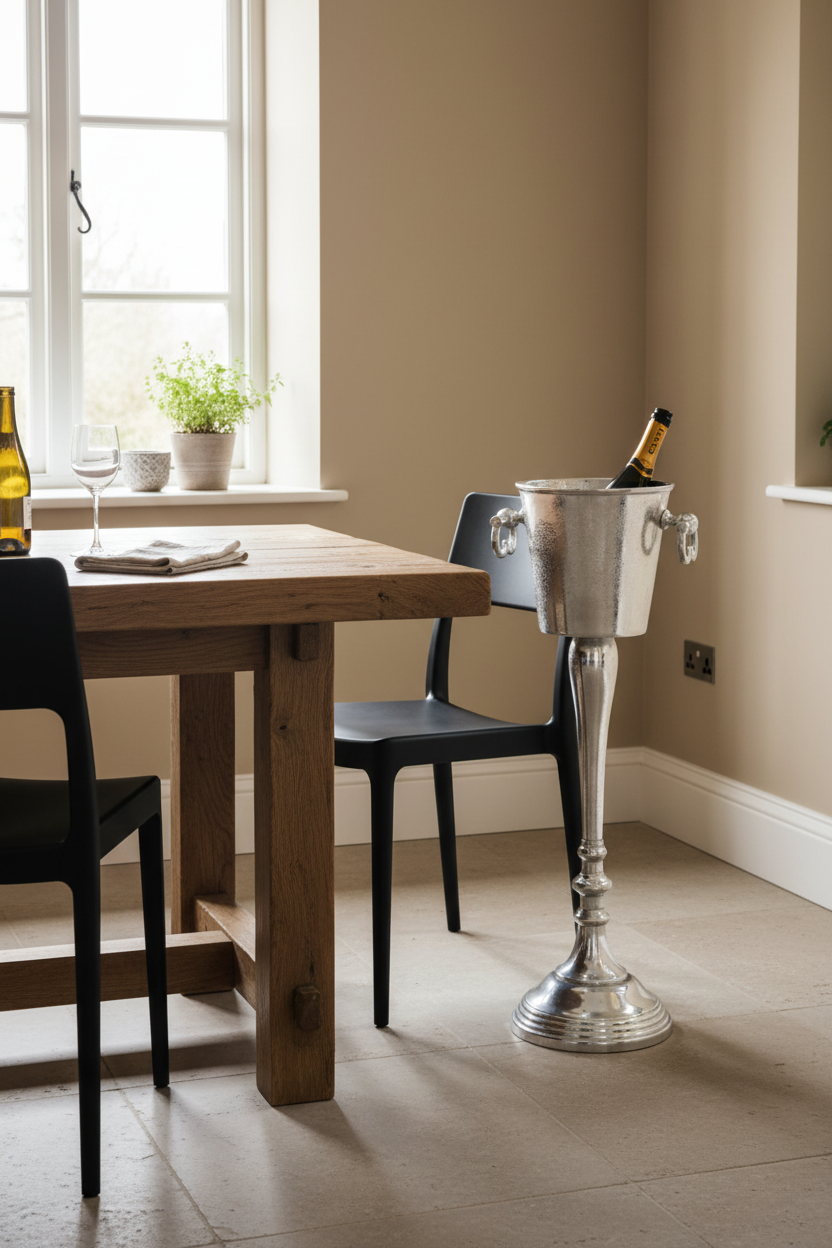 Rustic Floor Standing Metal Champagne Bucket
