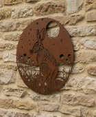 Rustic Metal Moon Hare Garden Wall Art