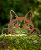 Rustic Peeping Fence Cat Silhouette - Wall / Fence Mounted 1