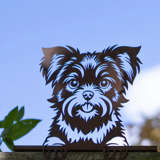 Rustic Peeping Fence Terrier Silhouette - Wall / Fence Mounted 1