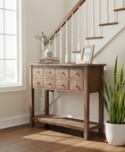 Rustic Reclaimed Wood Multi Drawer Console Table