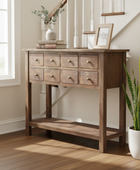 Rustic Reclaimed Wood Multi Drawer Console Table
