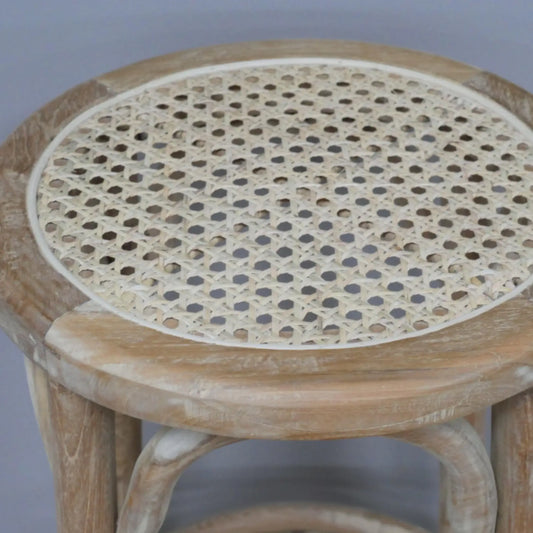 Rustic Round Cane Top Bar Stool 1
