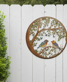 Rustic Round Metal Birds Garden Wall Art