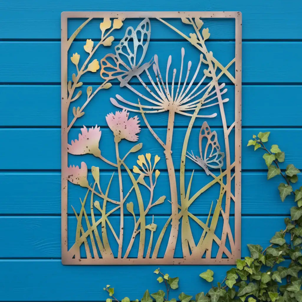 Rustic Metal Butterly Meadow Wall Art