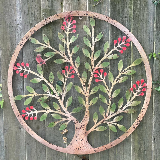 Rustic Metal Tree with Berries Wall Art 7