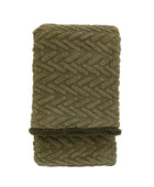 Sage Green Herringbone Faux Fur Throw 1