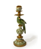 Decorative candle holder with a parrot on a white background
