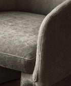 Sage Grey Fabric Curved Armchair with Footstool 5