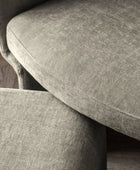 Sage Grey Fabric Curved Armchair with Footstool 2