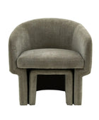 Sage Grey Fabric Curved Armchair with Footstool 6