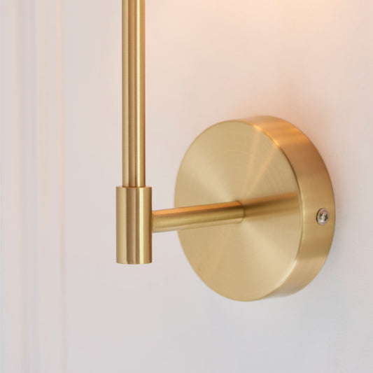 Satin Brass Wall Light and White Shade