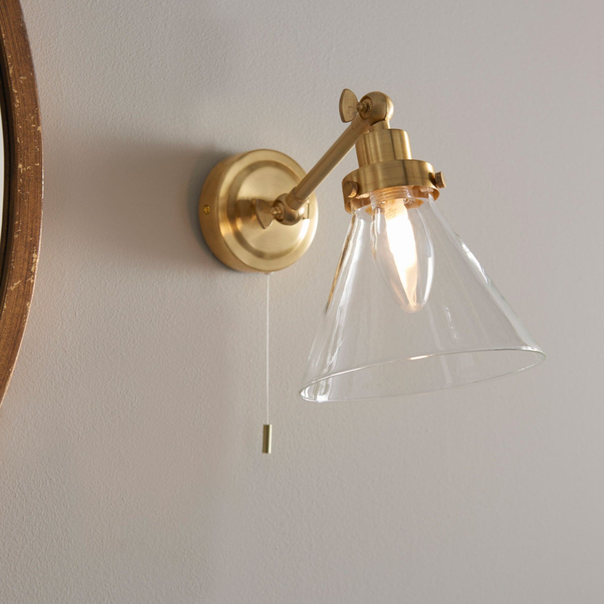 Satin Gold Bathroom Cone Wall Light 4