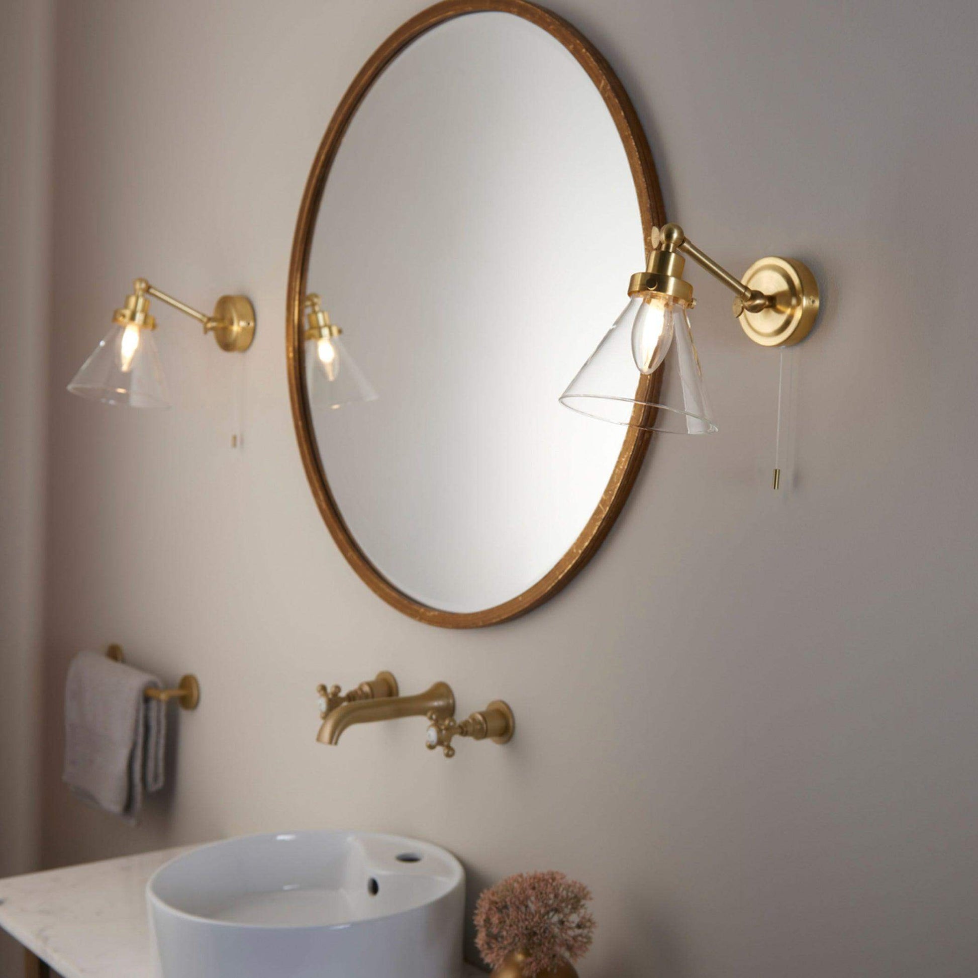 Satin Gold Bathroom Cone Wall Light - The Farthing