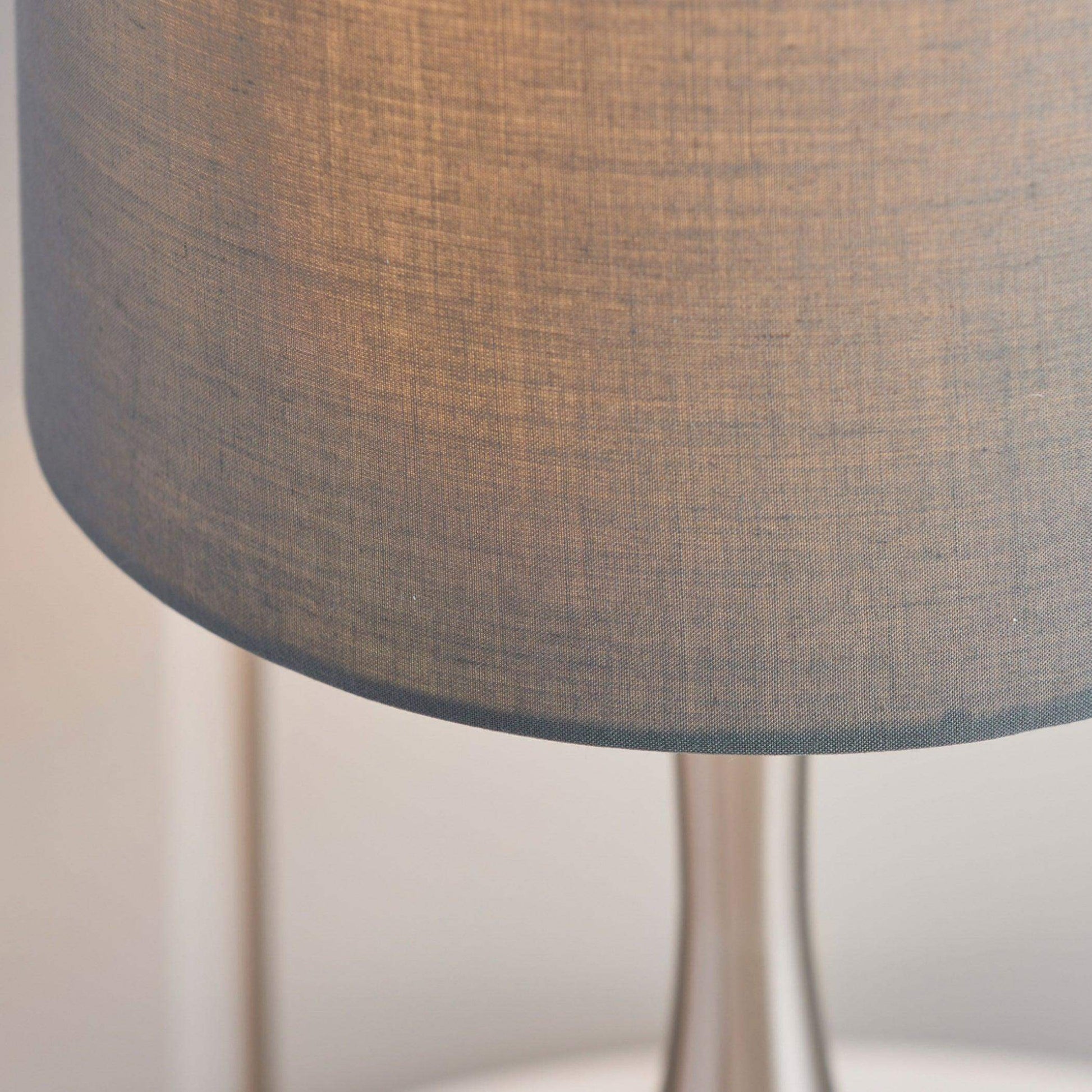 Satin Nickel Table Lamp & Grey Shade - The Farthing