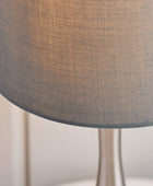 Satin Nickel Table Lamp & Grey Shade - The Farthing