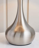 Satin Nickel Table Lamp & Grey Shade - The Farthing