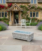 Wide Rectangular Rattan Trough Planter with Metal Insert