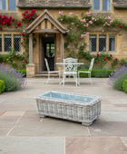 Wide Rectangular Rattan Trough Planter with Metal Insert