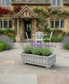 Wide Rectangular Rattan Trough Planter with Metal Insert