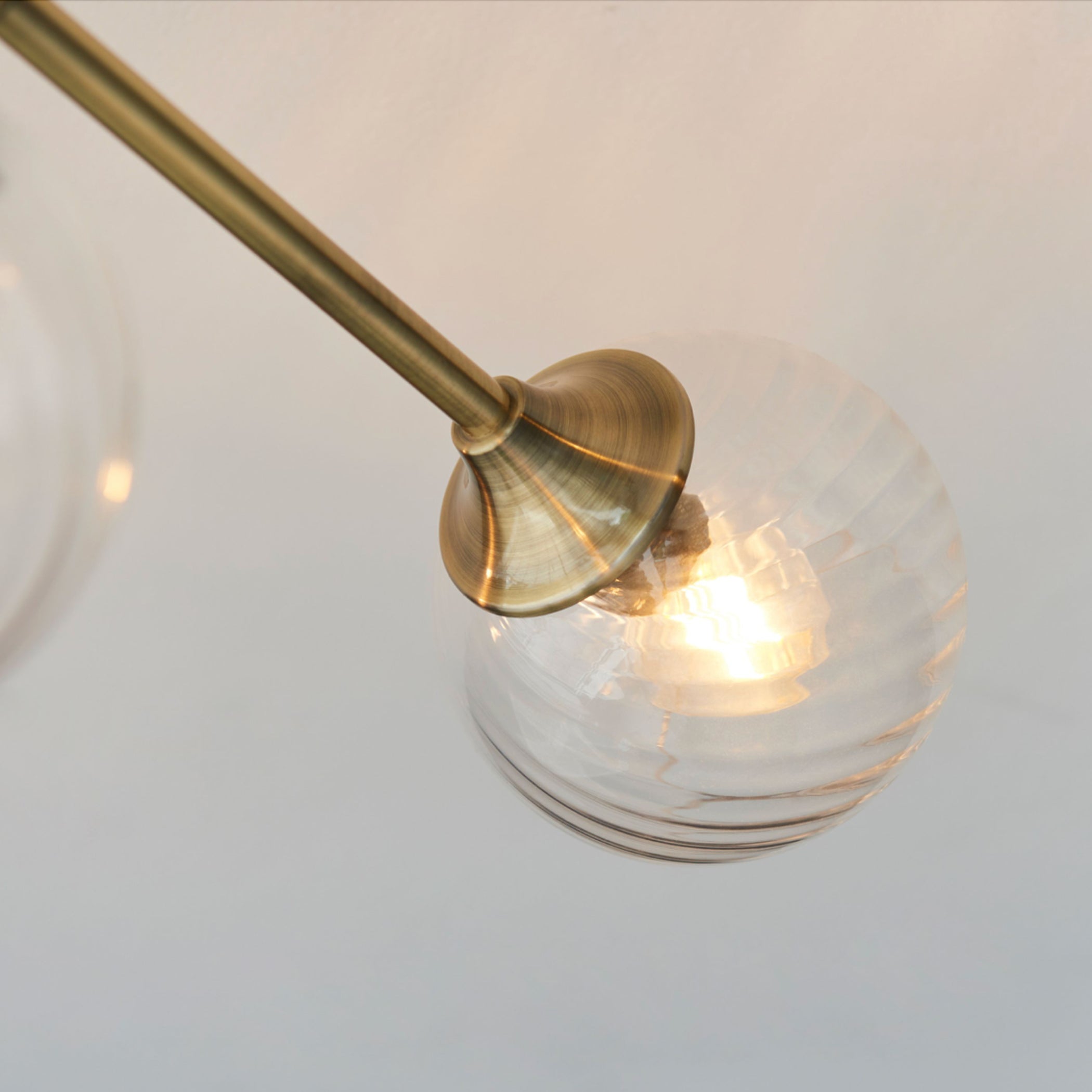 Semi Flush Antique Brass Twisted Glass Shade Pendant Light 2
