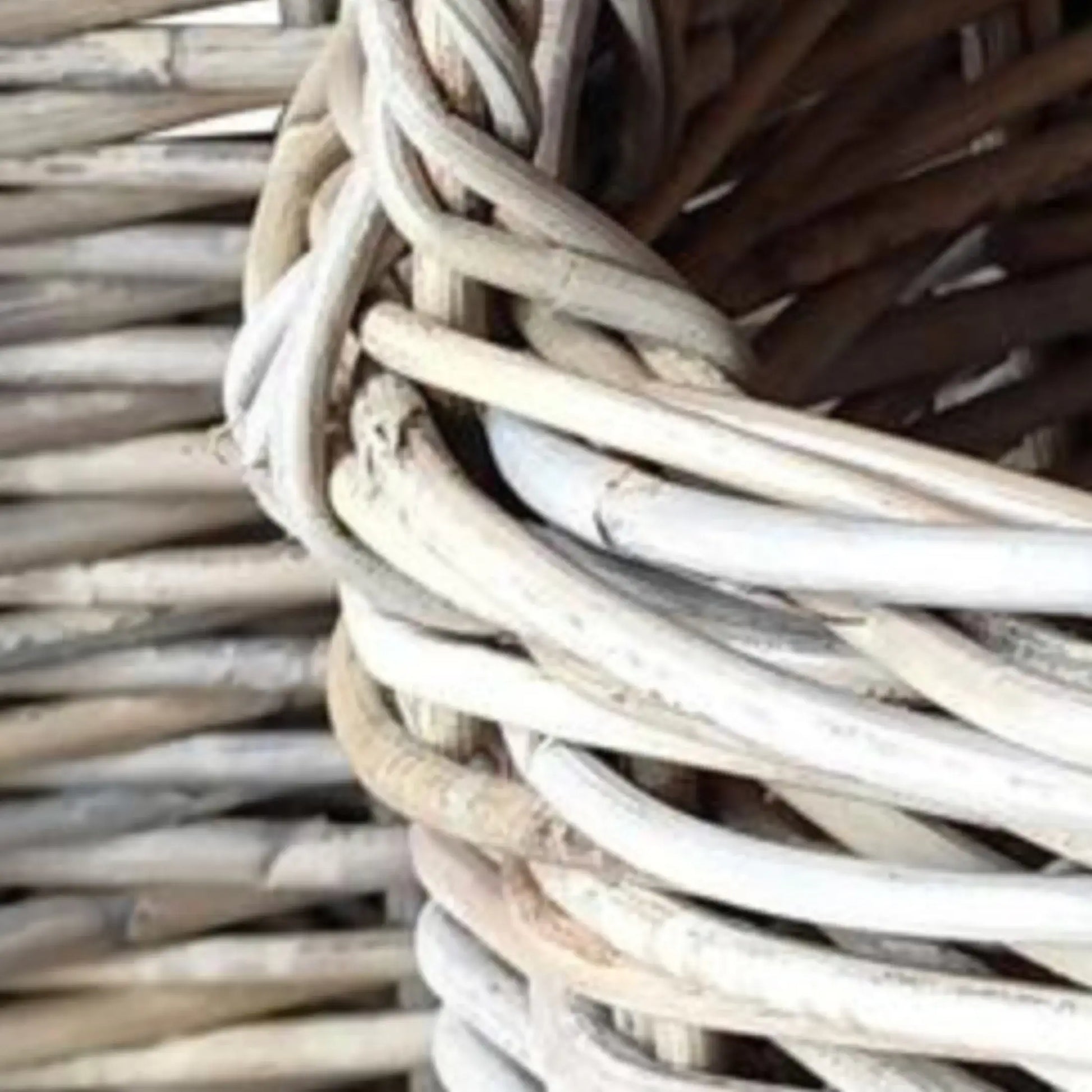 Close-up of a woven basket with natural wood texture