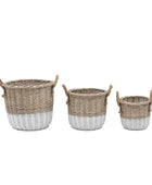 Set of 3 White Base Woven Storage Baskets 1
