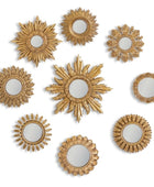 Set of 9 Sunburst Antique Gold Framed Mirrors