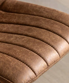 Set of Two Cantilever Aged Faux Brown Leather Dining Chairs 55