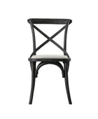Set of Two Distressed Black Wood Cross Back Dining Chairs 55