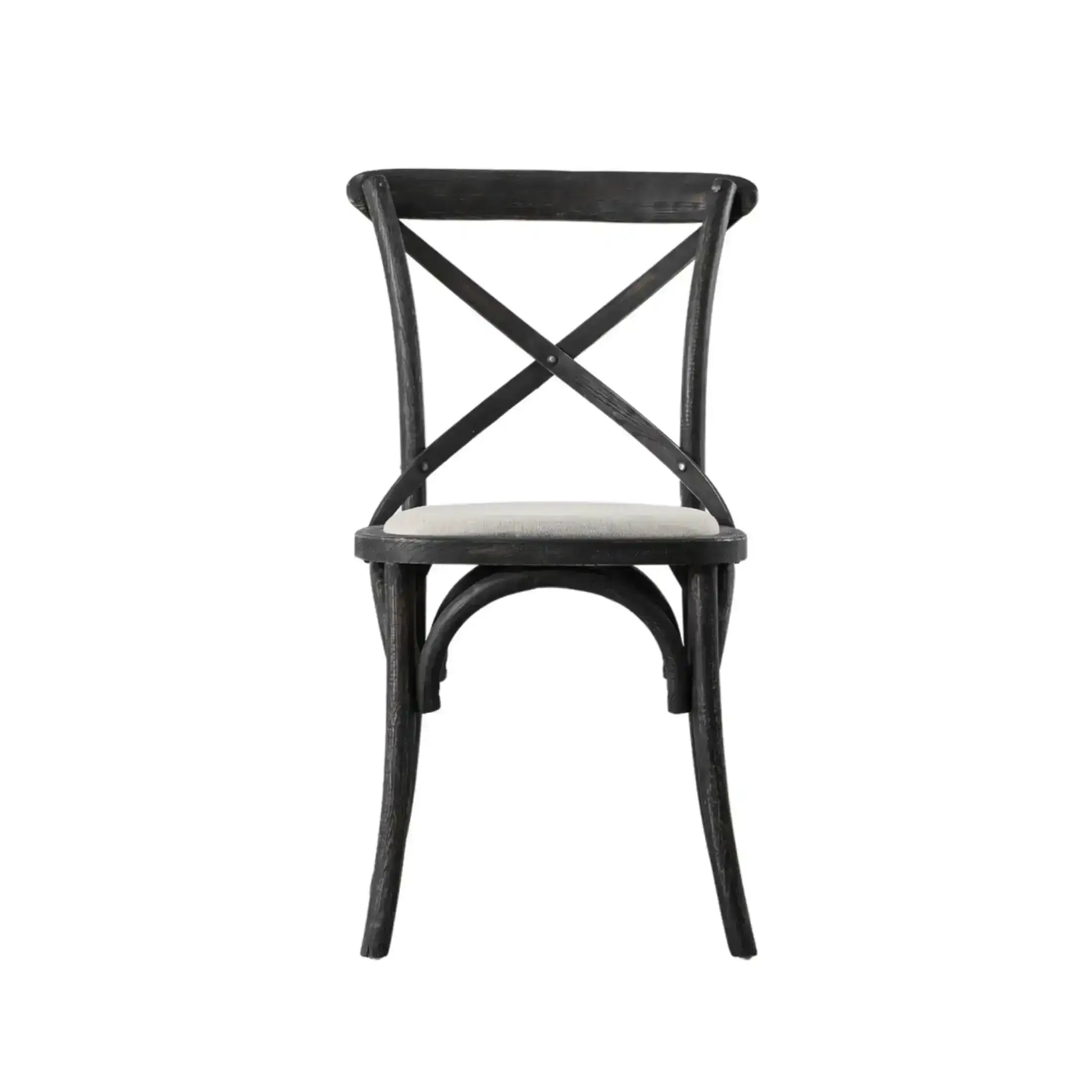 Set of Two Distressed Black Wood Cross Back Dining Chairs 55