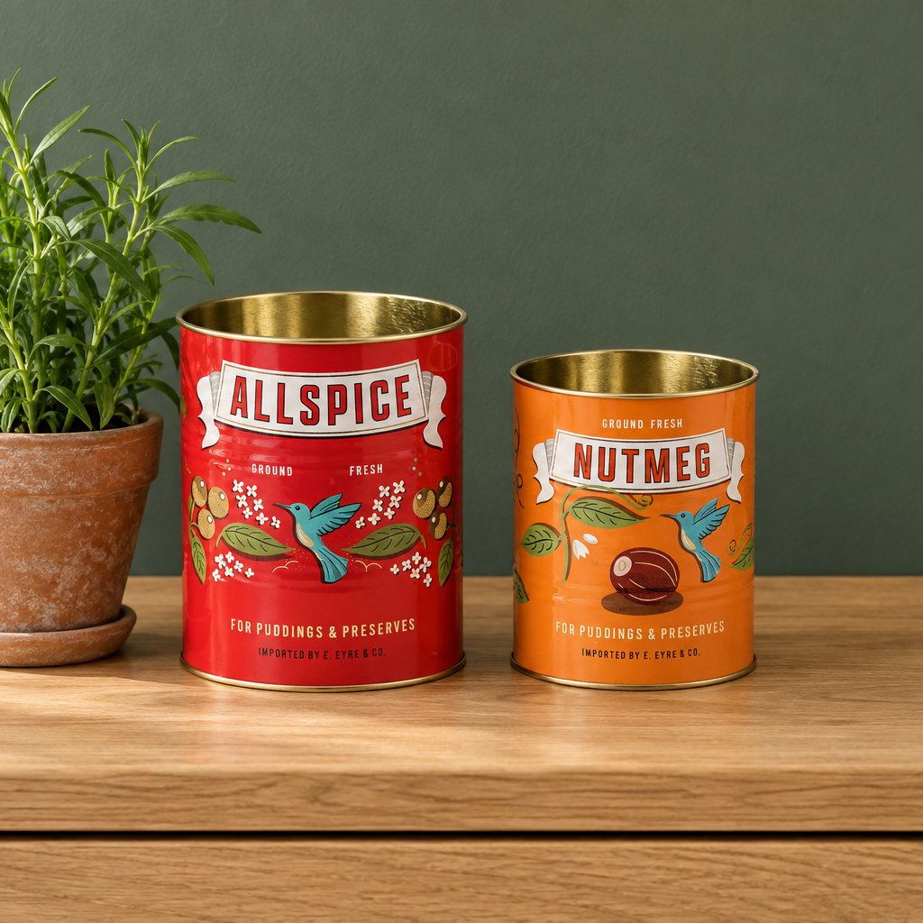 Set of 2 Allspice & Nutmeg Storage Tins