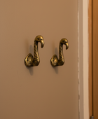 Set of 2 Antique Gold Flamingo Head Coat Hooks 7