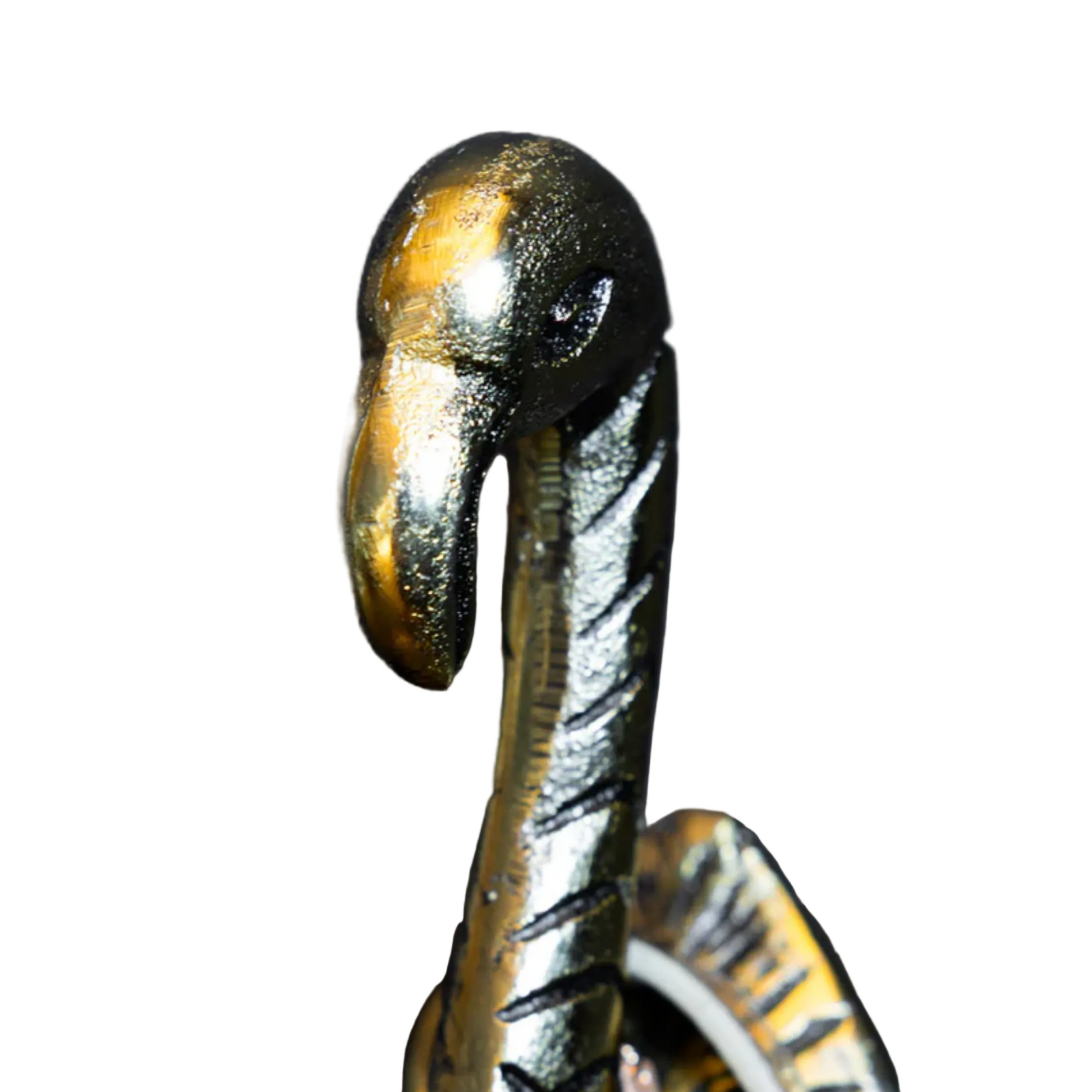 Set of 2 Antique Gold Flamingo Head Coat Hooks 6
