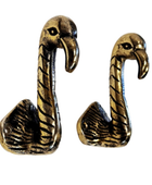 Set of 2 Antique Gold Flamingo Head Coat Hooks 5