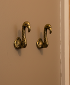 Set of 2 Antique Gold Flamingo Head Coat Hooks