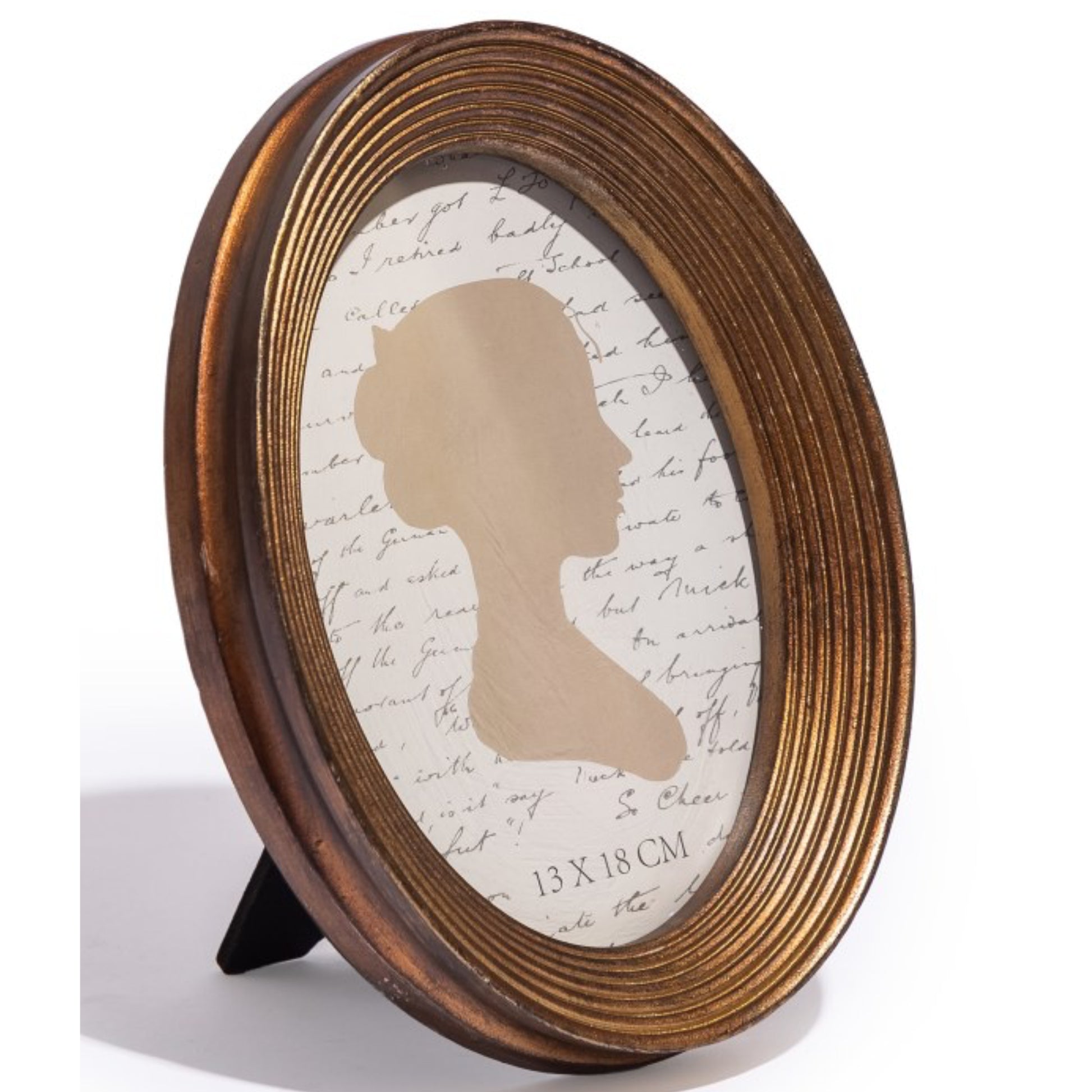 Round wooden frame with a silhouette on a white background