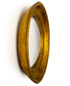 Set of 2 Antique Gold Round Convex Framed Mirrors