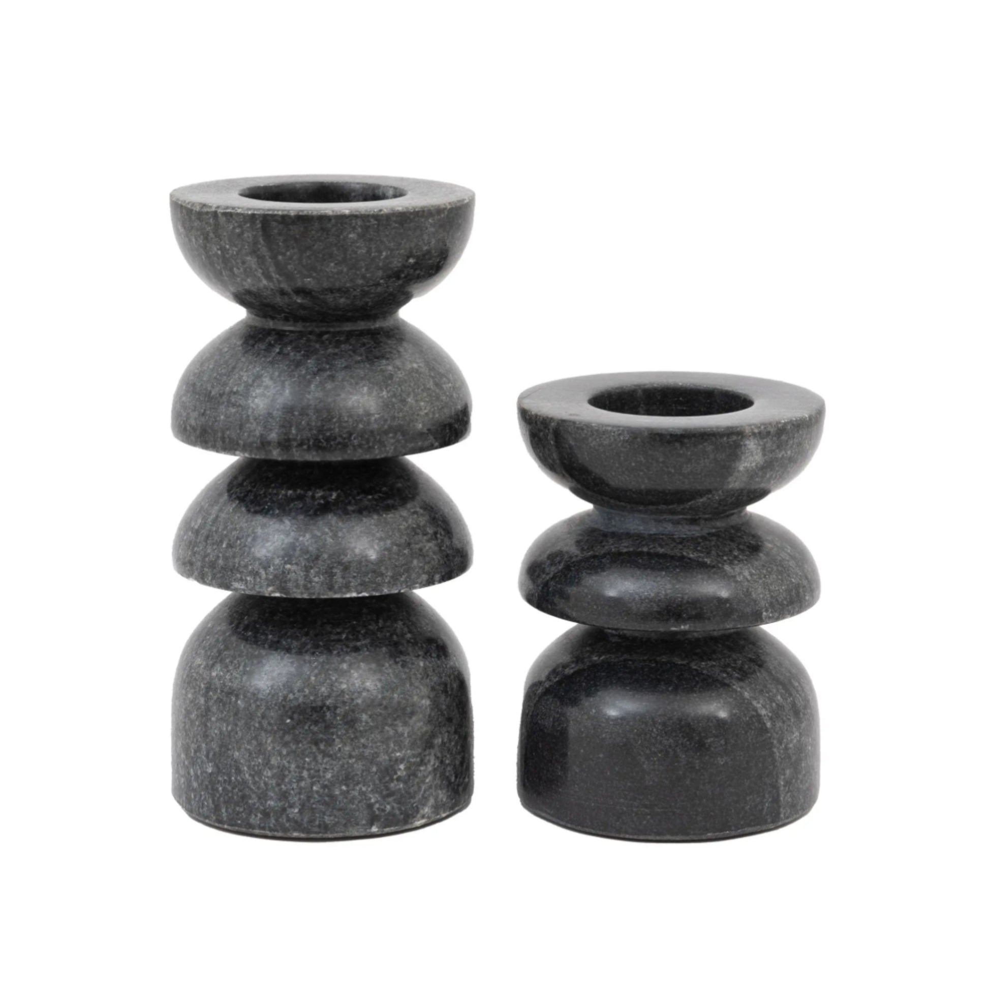 Set of 2 Dark Marble Tea Light Holders 1