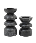 Set of 2 Dark Marble Tea Light Holders 1