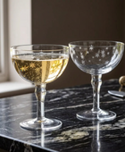 Set of 2 Etched Star Champagne Coupe Glasses
