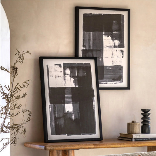 Set of 2 Framed Grayscale Abstract Prints 22