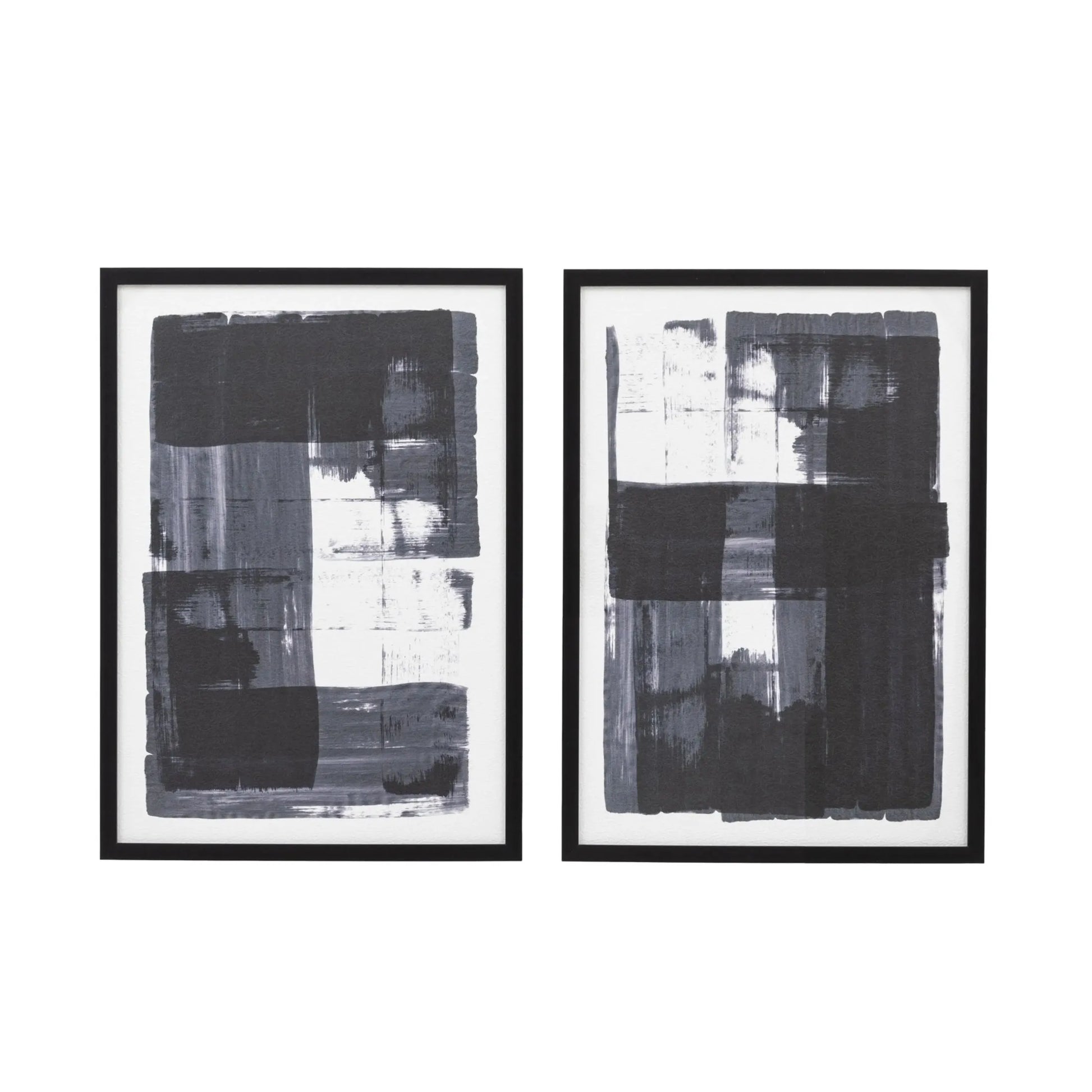 Set of 2 Framed Grayscale Abstract Prints 5