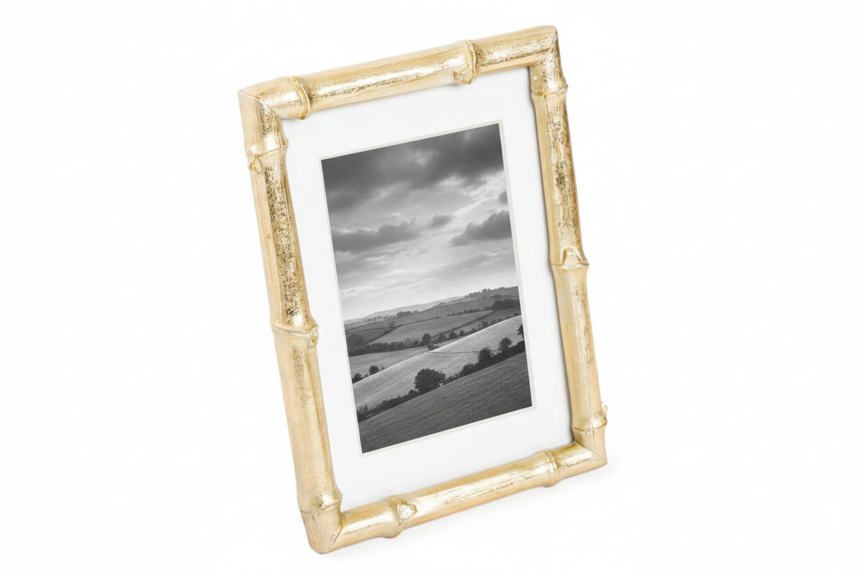 Set of 2 Gold Bamboo Photo Frames  - 5"x7"