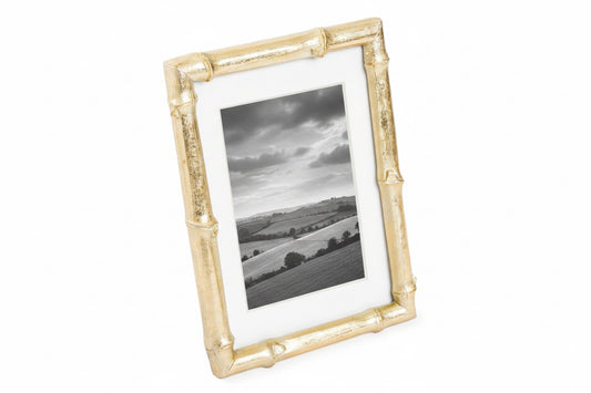 Set of 2 Gold Bamboo Photo Frames  - 5"x7"