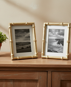 Set of 2 Gold Bamboo Photo Frames  - 5"x7"