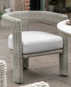 Set of 2 Grey Woven PE Wicker Arc Garden Chairs 44